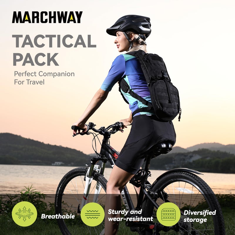 MARCHWAY Tactical Molle Hydration Pack Backpack with 3L TPU Water Bladder, Military Daypack for Cycling, Hiking, Running, Climbing, Hunting, Biking (Black) - Image 2